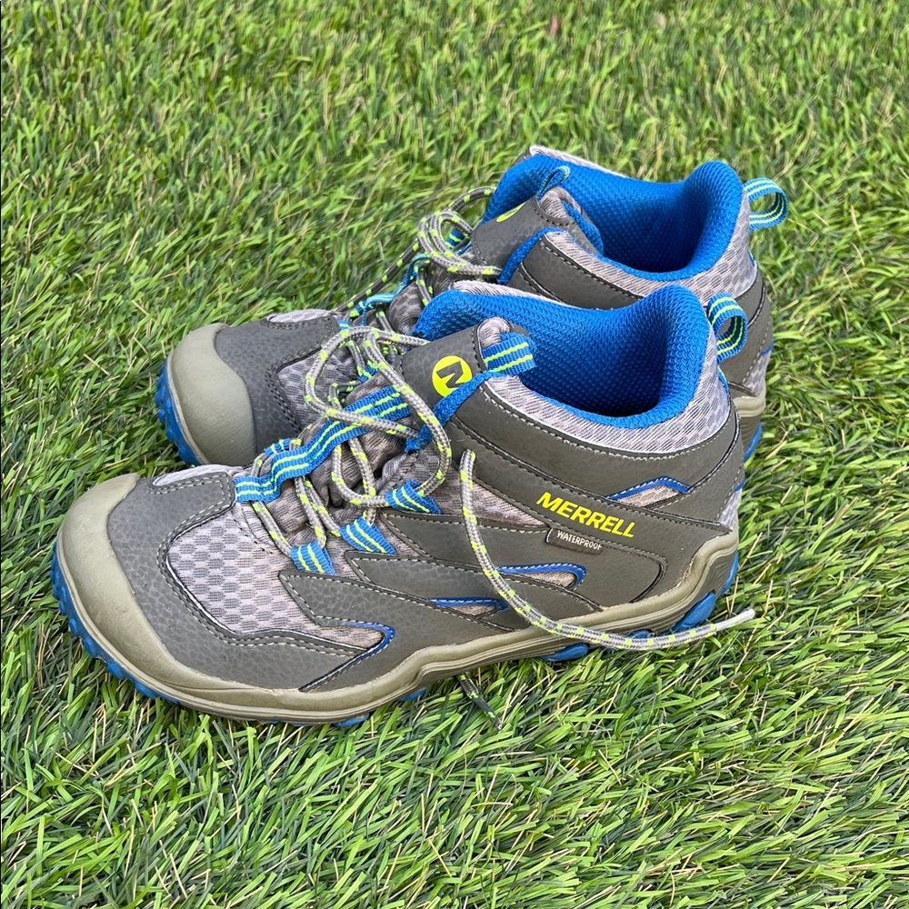 Merrell Kids' Gray and Blue Hiking Boots - Picture 3 of 10